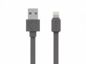 Cablu alimentare/sincronizare USB - iPhone Lighting 1.5m plat 2.4A gri Allocacoc