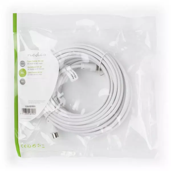 Cablu antena coaxial tata-tata 10m alb Nedis - imagine 3