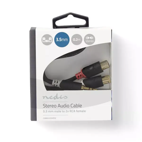 Cablu audio adaptor Jack 3.5 mm Stereo tata - 2x RCA mama 0.2m Nedis - imagine 3