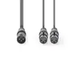 Cablu audio balansat stereo Nedis XLR 3-pini tata - 2x XLR 3-pini mama 1.5m gri - imagine 2