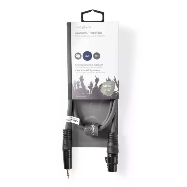 Cablu Audio Balansat XLR 3 Pini mama - Jack 3.5 mm tata stereo 1m Gri NEDIS - imagine 3