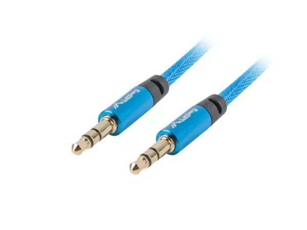 Cablu audio Jack 3.5 mm tata-tata albastru panzat 2m Lanberg