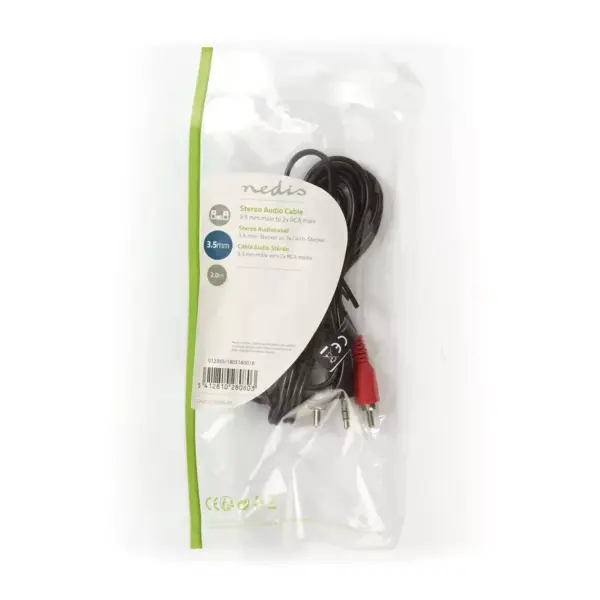 Cablu audio Jack Stereo Nedis 3.5 mm tata - 2x RCA tata 2m - imagine 3