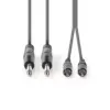 Cablu audio stereo 2x 6.35 mm Jack tata - 2x RCA tata 1.5m gri Nedis - imagine 2