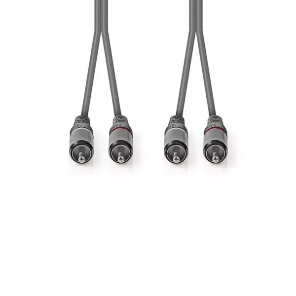 Cablu audio stereo 2x RCA tata - 2x RCA tata 5m gri Nedis - imagine 2