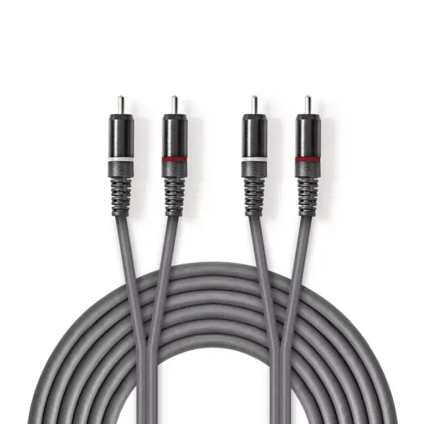 Cablu audio stereo 2x RCA tata - 2x RCA tata 5m gri Nedis