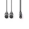Cablu audio stereo 2x XLR 3-Pin tata - 3.5 mm Jack tata 1.5m gri Nedis - imagine 2