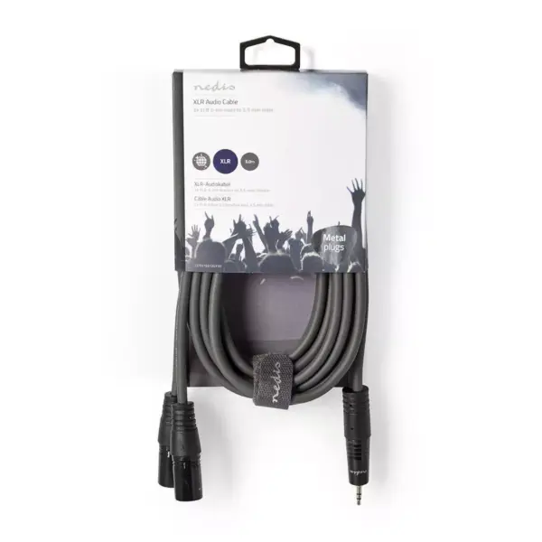 Cablu audio Stereo 2x XLR 3 Pini tata - Jack 3.5 mm tata 3m gri Nedis - imagine 3