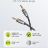 Cablu audio stereo AUX Jack 3.5 mm tata-tata 3m premium extrem de flexibil textil negru Goobay Plus 65275 - imagine 3