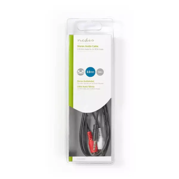 Cablu Audio Stereo Jack 3.5 mm tata - 2x RCA tata 1m Nedis - imagine 3