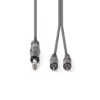 Cablu audio stereo JACK 6.35 mm tata - 2x RCA tata 1.5m gri NEDIS - imagine 2