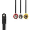 Cablu audio-video Jack 3.5 mm tata - 3x RCA tata 2m negru Nedis CVGP22400BK20 - imagine 2