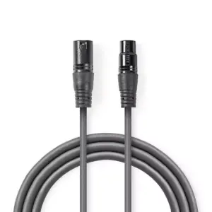 Cablu audio XLR 3-Pini tata - XLR 3-Pini mama Balansat 0.5m GrI NEDIS