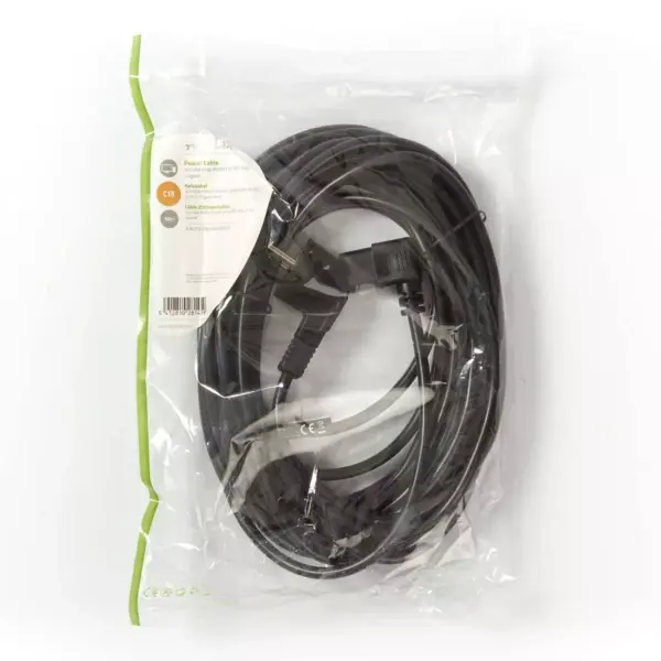 Cablu de alimentare PC 10m cotit Schuko tata cotit - IEC-320-C13 90grade negru Nedis - imagine 3