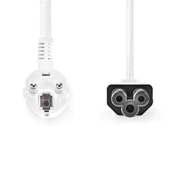 Cablu de alimentare Schuko tata cotit - IEC-320-C5 2m 3x0.75mm2 10A alb Nedis - imagine 2
