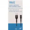 Cablu de date si incarcare micro USB 2.1A 1m Well negru - imagine 2
