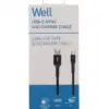 Cablu de date si incarcare USB Type C 1m Well indicator incarcare 3A negru - imagine 3