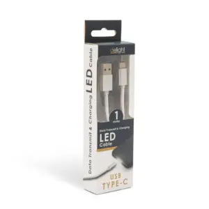 Cablu de date USB type C 1m argintiu cu iluminare LED rosu delight