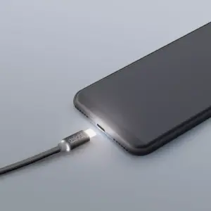 Cablu de date USB type C 1m negru cu iluminare LED rosu delight