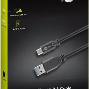 Cablu de incarcare si sincronizare USB 3.0 - USB TYPE C 2m 3A 15W negru Goobay
