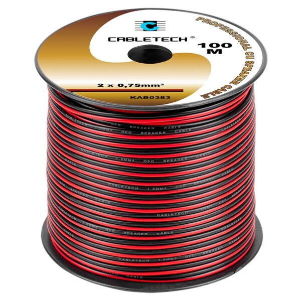 Cablu difuzor cupru 2x0.75mm rosu/negru Cabletech KAB0383 - imagine 2