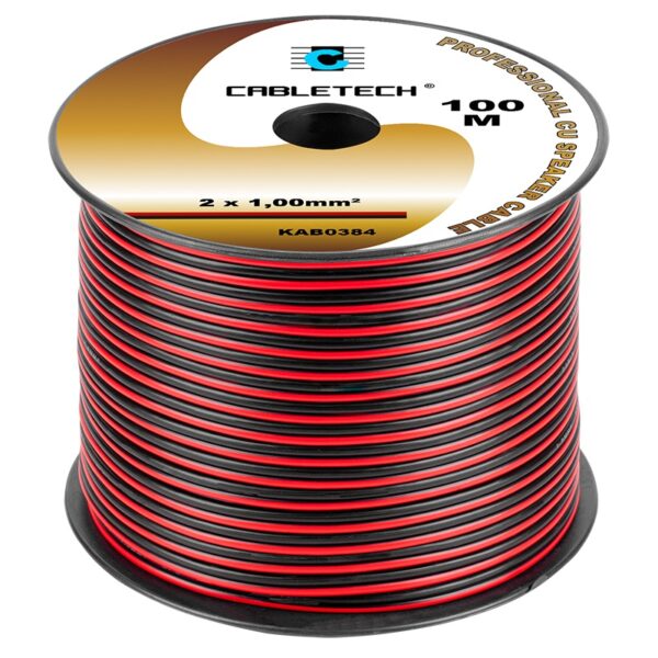 Cablu difuzor cupru 2x1mm rosu/negru Cabletech KAB0384 - imagine 2