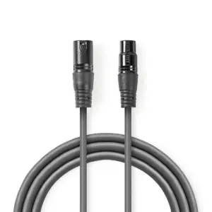 Cablu digital DMX 110 Ohm XLR 3 Pini tata - XLR 3 Pini mama 15m gri Nedis