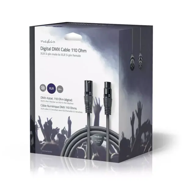 Cablu digital DMX 110 Ohm XLR 3 Pini tata - XLR 3 Pini mama 20m gri Nedis - imagine 3