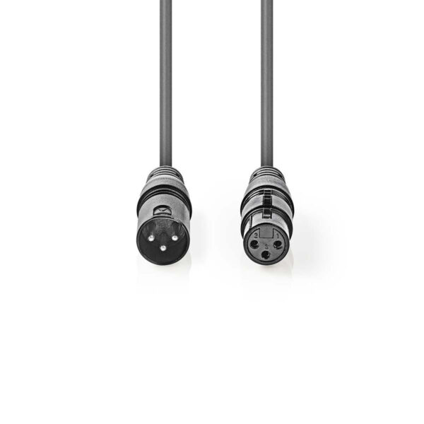 Cablu Digital DMX Premium Nedis XLR 3-pini tata - XLR 3-pini mama 110Ohm 1m gri COTH15012GY10 - imagine 2