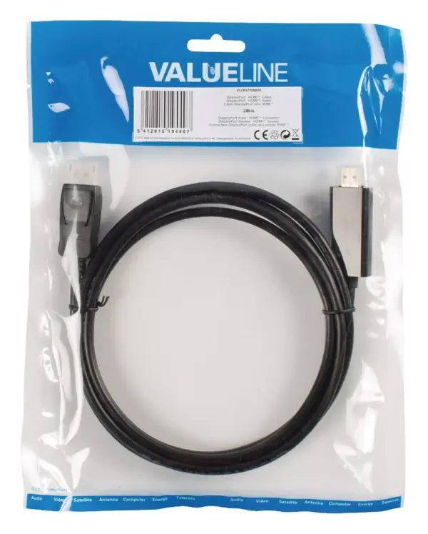 Cablu Displayport tata - HDMI tata 2m Valueline - imagine 2