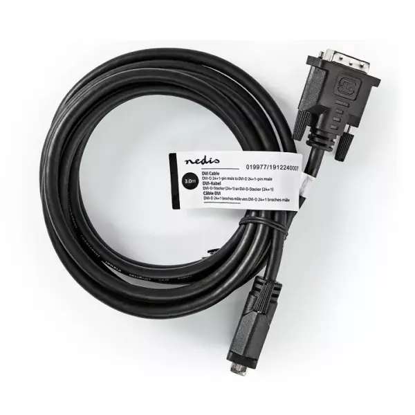 Cablu DVI-D 24+1-Pin tata - DVI-D 24+1-Pin tata 3m negru Nedis - imagine 3