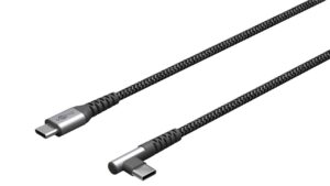 Cablu elegant extra-robust textil 1m 60W USB2.0 type C 90 grade - USB type C mufe metalice Goobay 64659
