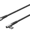 Cablu elegant extra-robust textil 2m 60W USB2.0 type C 90 grade - USB type C mufe metalice Goobay 64660