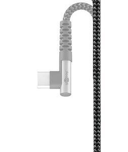 Cablu elegant extra-robust textil 2m 60W USB2.0 type C 90 grade - USB type C mufe metalice Goobay 64660