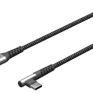 Cablu elegant extra-robust textil 2m 60W USB2.0 type C 90 grade - USB type C mufe metalice Goobay 64660