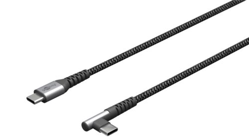Cablu elegant extra-robust textil 2m 60W USB2.0 type C 90 grade - USB type C mufe metalice Goobay 64660