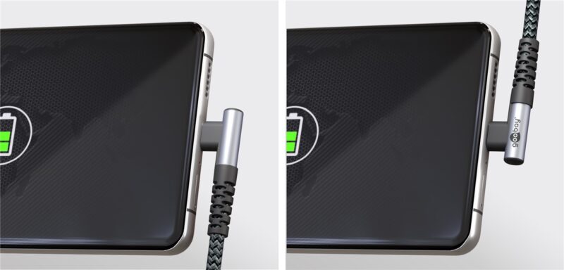 Cablu elegant extra-robust textil 2m 60W USB2.0 type C 90 grade - USB type C mufe metalice Goobay 64660