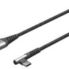 Cablu elegant extra-robust textil USB2.0 type C 90 grade - USB-A 0.5m 60W mufe metalice Goobay 64655