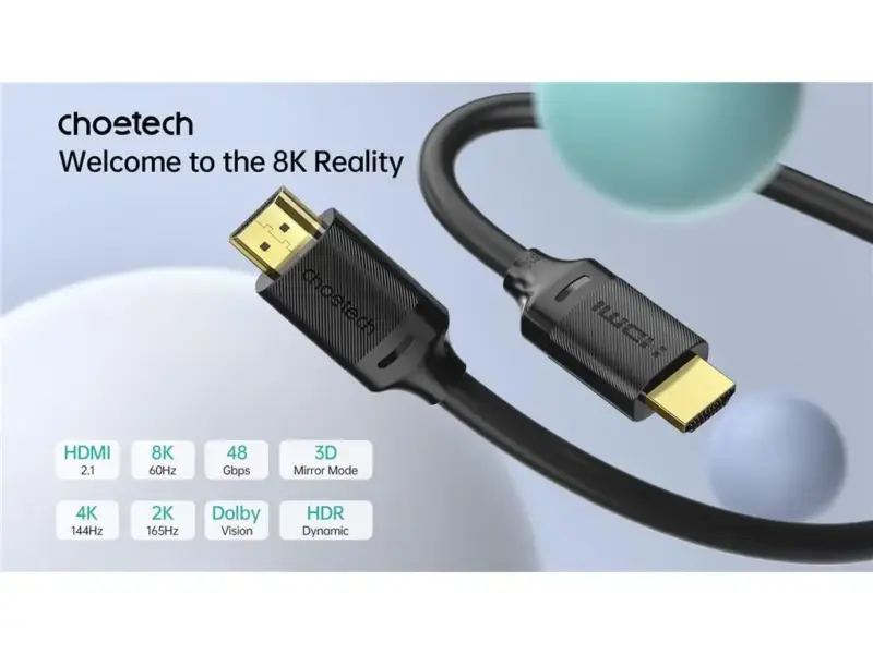Cablu HDMI - HDMI Choetech XHH-TP20 2m 8K60Hz 4K144Hz 2K165Hz