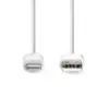 Cablu incarcator/date Apple Lightning 8-Pini - USB-A tata 1m 2.4A alb Nedis - imagine 2