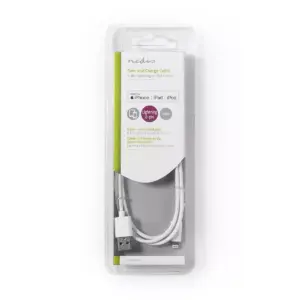 Cablu incarcator/date Apple Lightning 8-Pini - USB-A tata 1m 2.4A alb Nedis