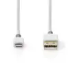 Cablu incarcator/date Apple Lightning 8-Pini - USB-A tata aurit 2m 2.4A alb Nedis - imagine 2