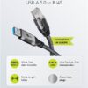 Cablu LAN Ethernet USB-A 3.0 la RJ45 1.5m CAT6 Gbit/s negru Goobay 70497 - imagine 2