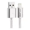Cablu METAL iPhone Golf 10i argintiu 1m 2.1A Fast Charging - imagine 2