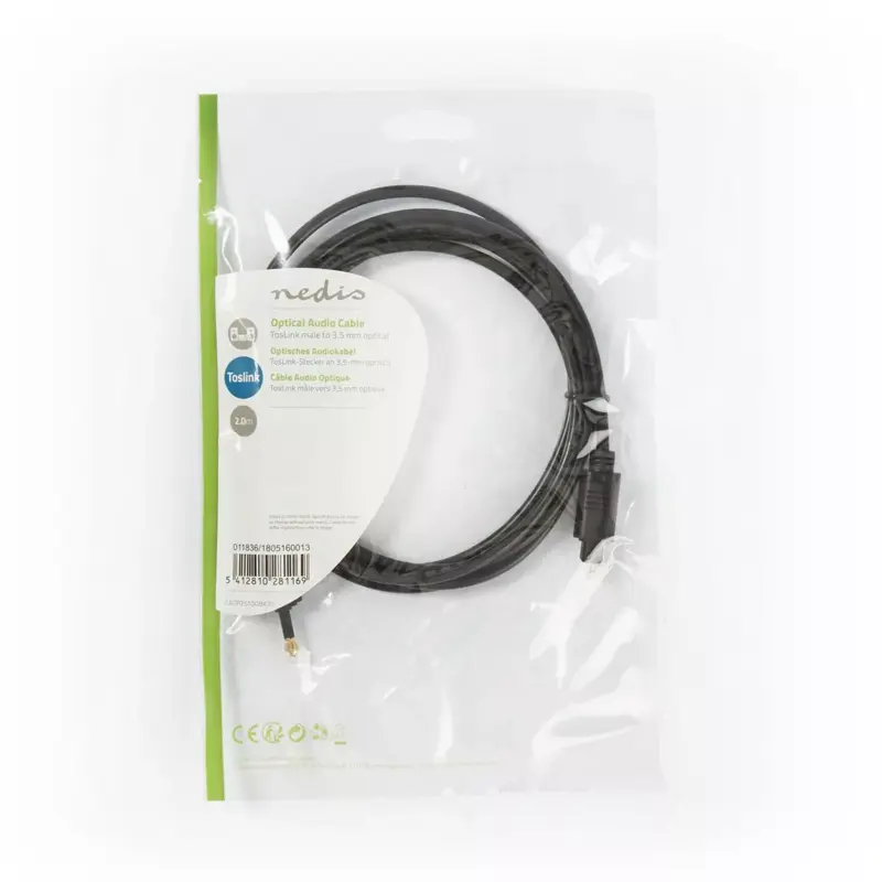 Cablu optic Nedis TosLink tata - mini optic 3.5 mm tata 2m negru