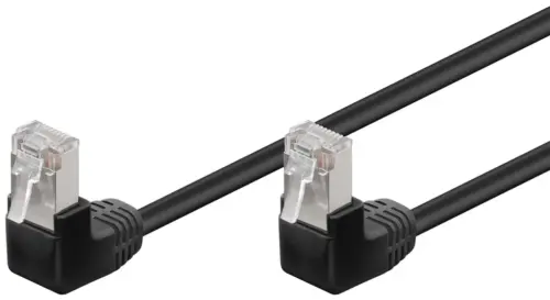 Cablu Patch CAT5e 2x RJ45 90 FTP 0.25m negru pentru Conectare retea /Protectie la Interferente 96076 Goobay