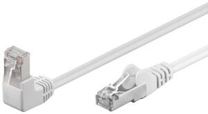 Cablu patch CAT5e FTP RJ45 90 in unghi - RJ45 drept 0.25m 
100MHz alb Goobay 94176