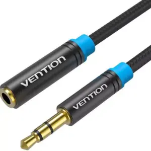 Cablu prelungitor audio stereo Jack 3.5 mm mama-tata 2m aurit negru VENTION VAB-B06-B200-M