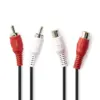 Cablu prelungitor audio stereo Nedis CAGP24205BK20 2x RCA tata - 2x RCA mama 2m negru