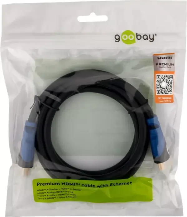 Cablu PREMIUM HIGH SPEED HDMI Ethernet HDMI v2.0b 5m Goobay - imagine 2